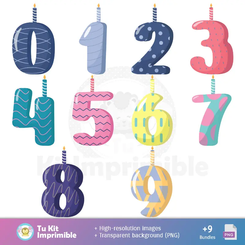 Números Temáticos | Patrones y Texturas Feliz Cumpleaños - Kits de Scrapbook y Fiestas