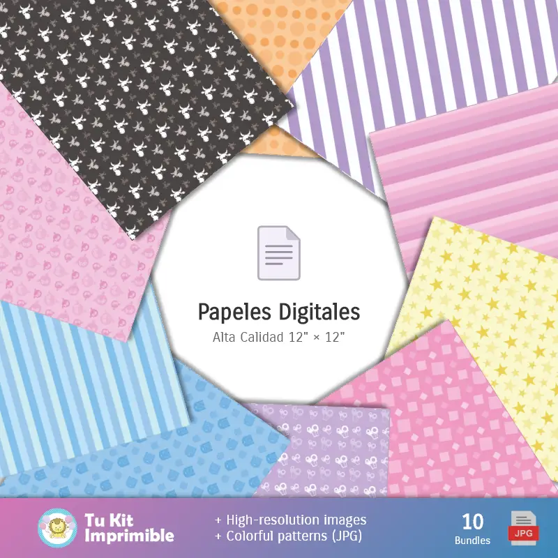 Collages | Patrones y Texturas Gallinita Pintadita - Kits de Scrapbook y Fiestas