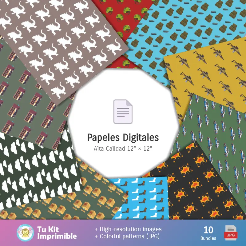 Collages | Patrones y Texturas Godzilla - Kits de Scrapbook y Fiestas