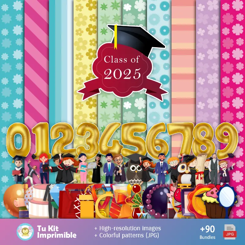 Patrones y Texturas Graduación Promoción - Kits de Scrapbook y Fiestas