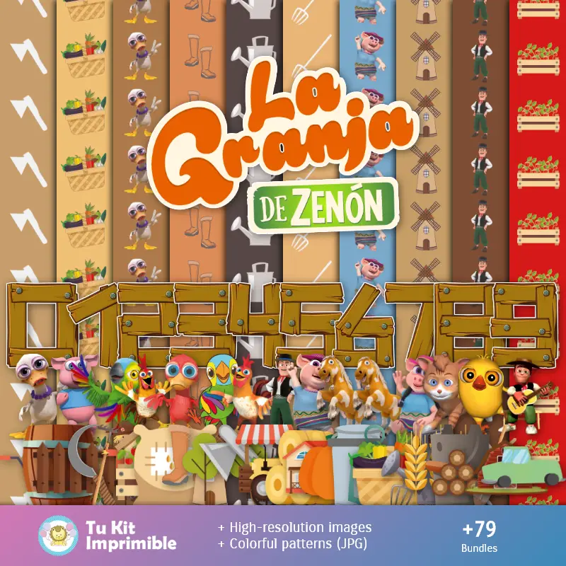 Patrones y Texturas Granja de Zenón - Kits de Scrapbook y Fiestas