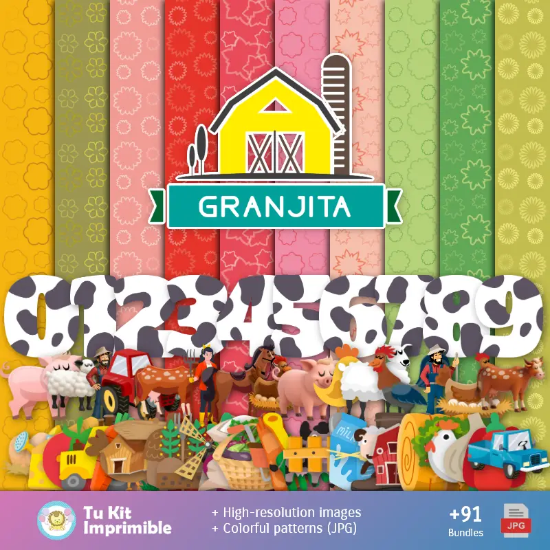 Patrones y Texturas Granjita - Kits de Scrapbook y Fiestas