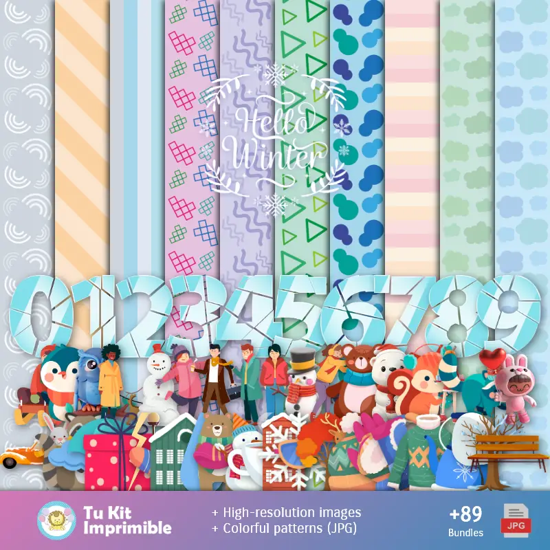 Patrones y Texturas Invierno - Kits de Scrapbook y Fiestas