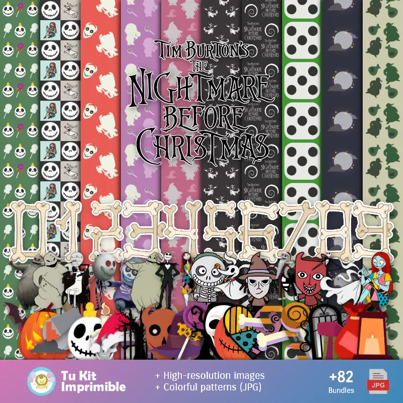 Patrones y Texturas Jack Skellington - Kits de Scrapbook y Fiestas