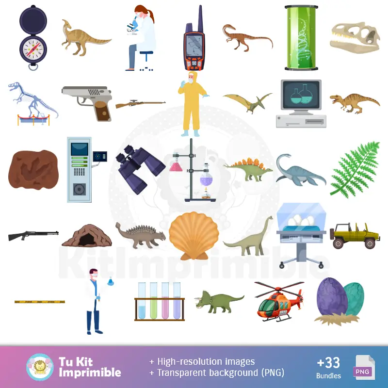 Números Temáticos | Patrones y Texturas Jurassic Park - Kits de Scrapbook y Fiestas