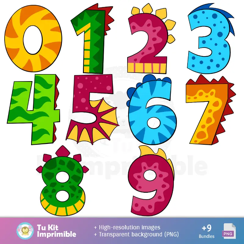 Números Temáticos | Patrones y Texturas Jurassic Park - Kits de Scrapbook y Fiestas