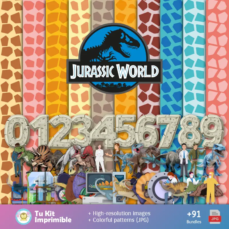 Patrones y Texturas Jurassic World - Kits de Scrapbook y Fiestas