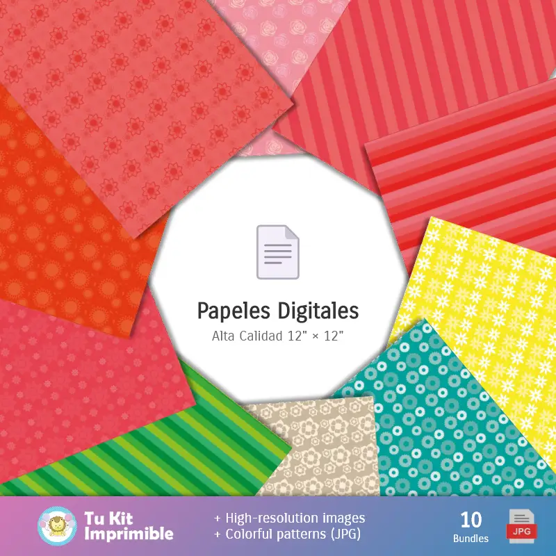 Números Temáticos | Patrones y Texturas La Caperucita Roja y El Lobo - Kits de Scrapbook y Fiestas