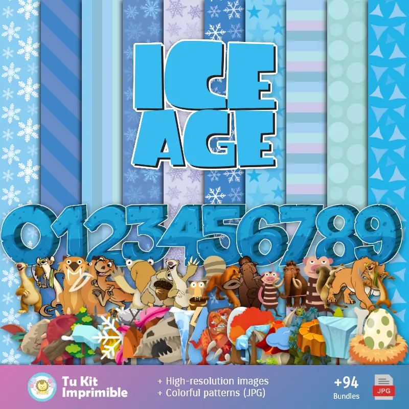 Patrones y Texturas La Era de Hielo - Kits de Scrapbook y Fiestas