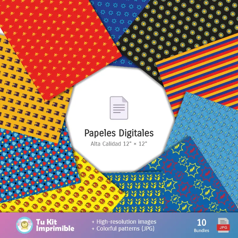 Collages | Patrones y Texturas La Mujer Maravilla - Kits de Scrapbook y Fiestas