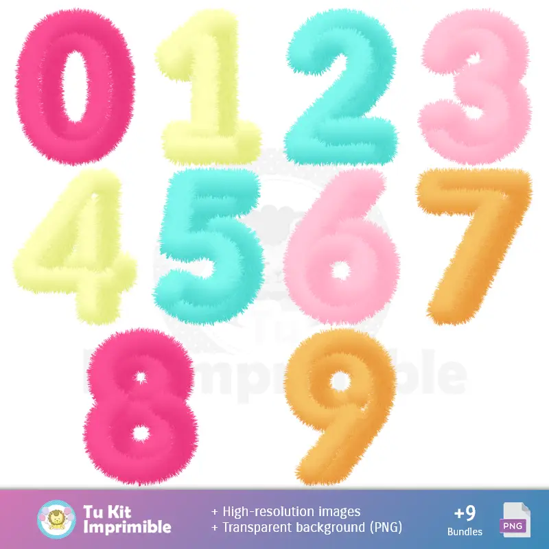 Números Temáticos | Patrones y Texturas Labubu - Kits de Scrapbook y Fiestas