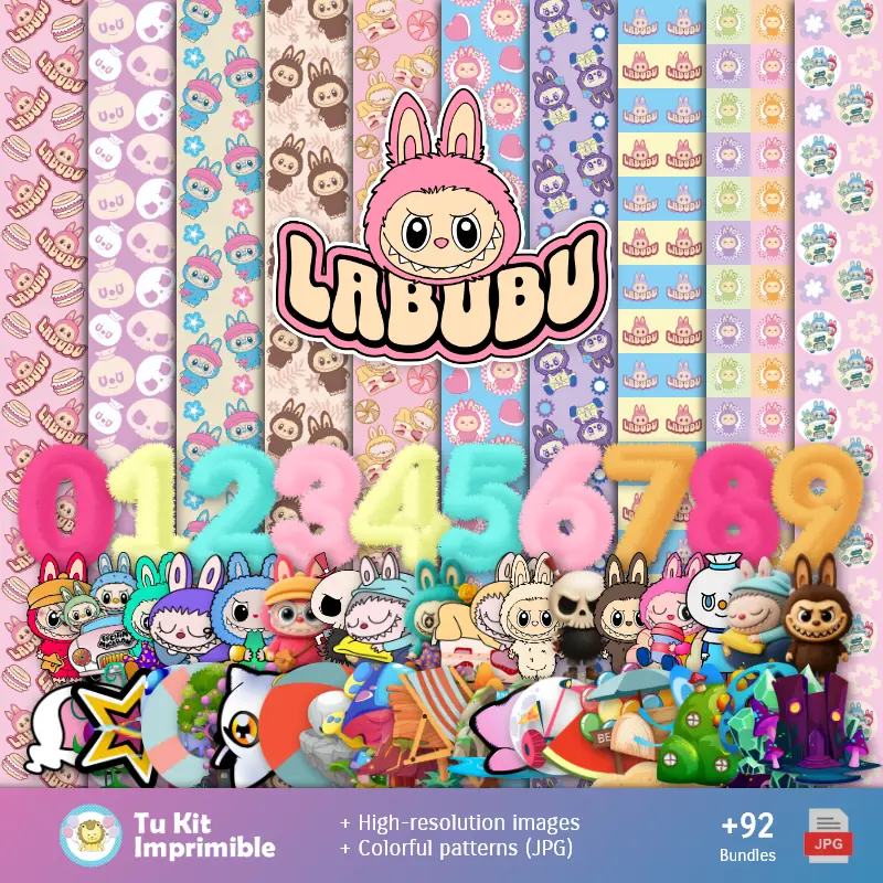 Patrones y Texturas Labubu - Kits de Scrapbook y Fiestas