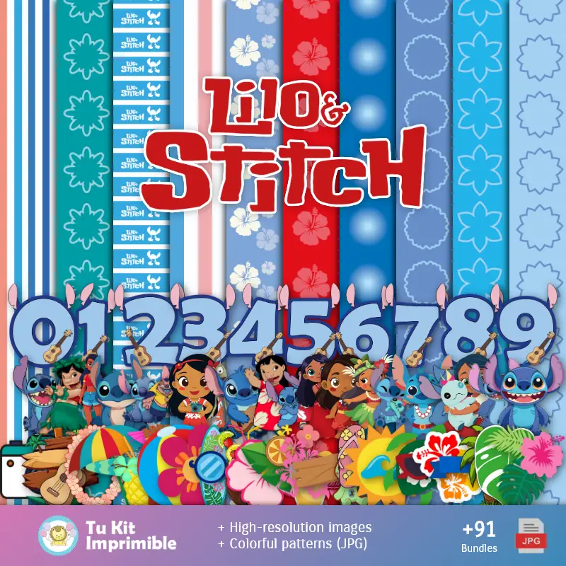 Patrones y Texturas Lilo y Stitch - Kits de Scrapbook y Fiestas