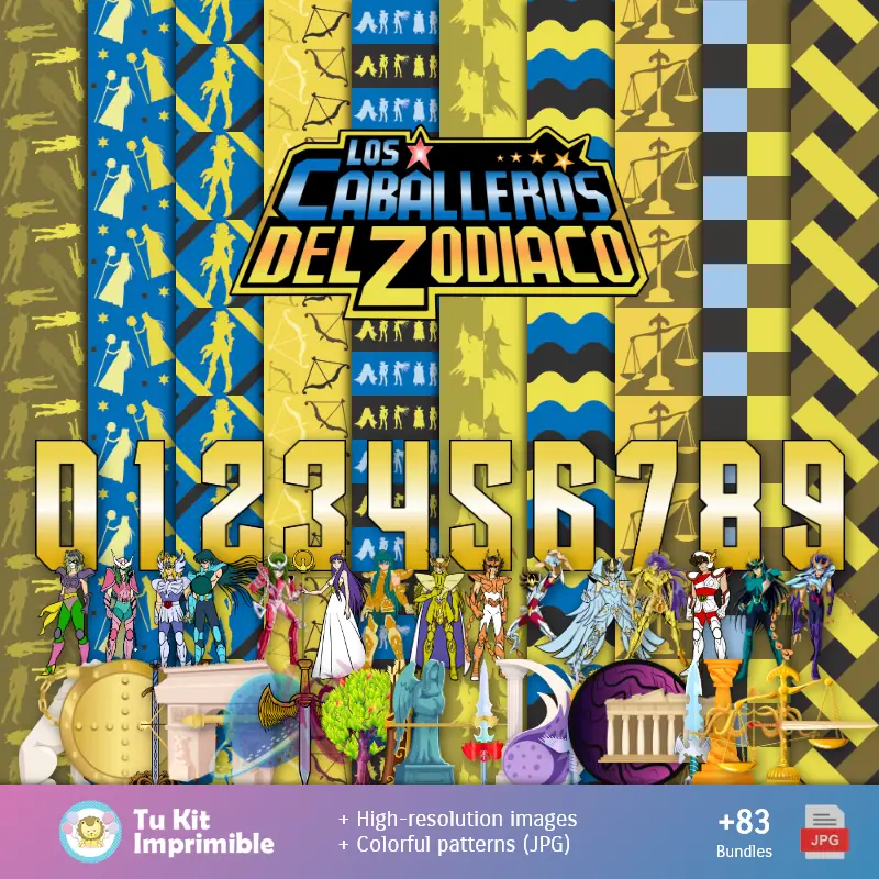 Patrones y Texturas Los Caballeros del Zodiaco - Kits de Scrapbook y Fiestas