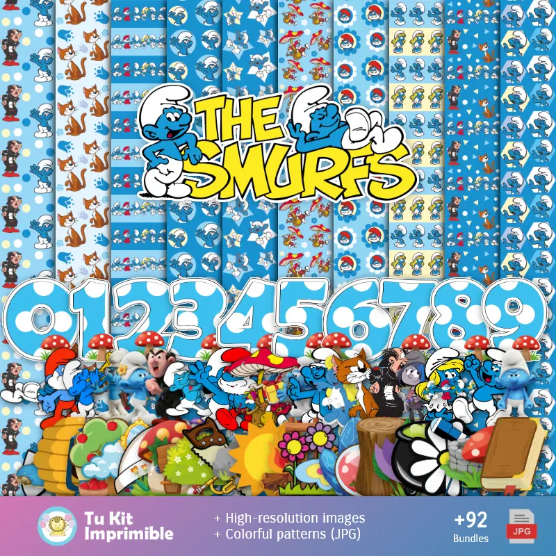 Patrones y Texturas Los Pitufos - Kits de Scrapbook y Fiestas