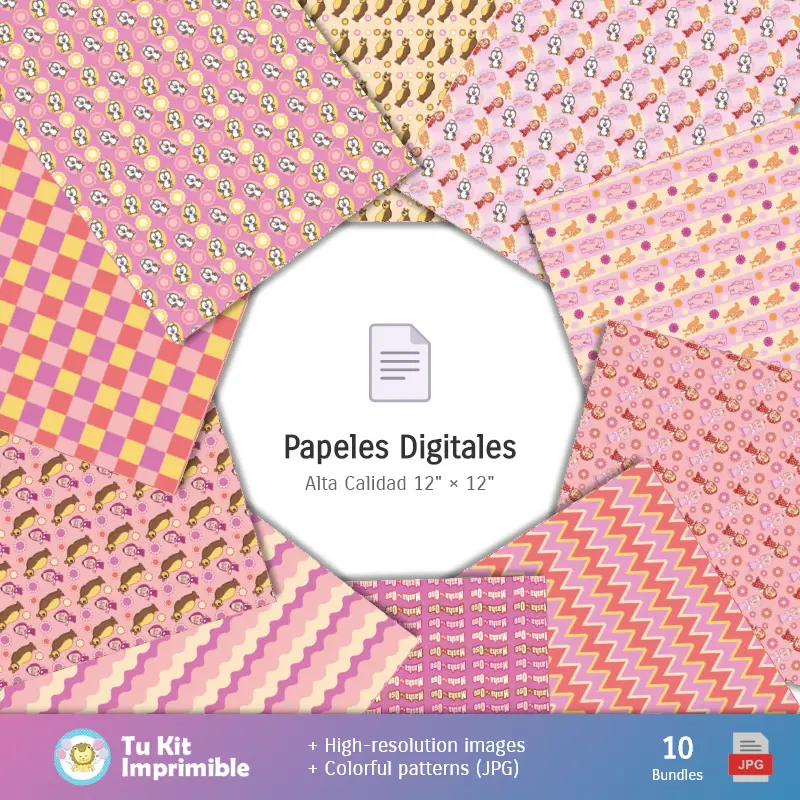 Collages | Patrones y Texturas Masha y el Oso - Kits de Scrapbook y Fiestas