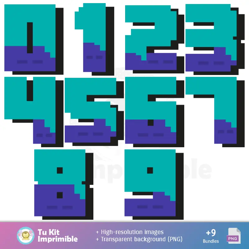 Números Temáticos | Patrones y Texturas Minecraft - Kits de Scrapbook y Fiestas