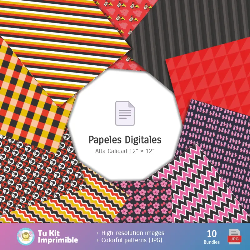 Collages | Patrones y Texturas Minnie Mouse - Kits de Scrapbook y Fiestas