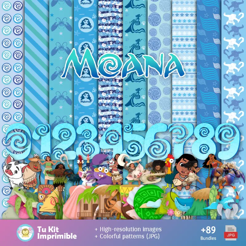 Patrones y Texturas Moana - Kits de Scrapbook y Fiestas