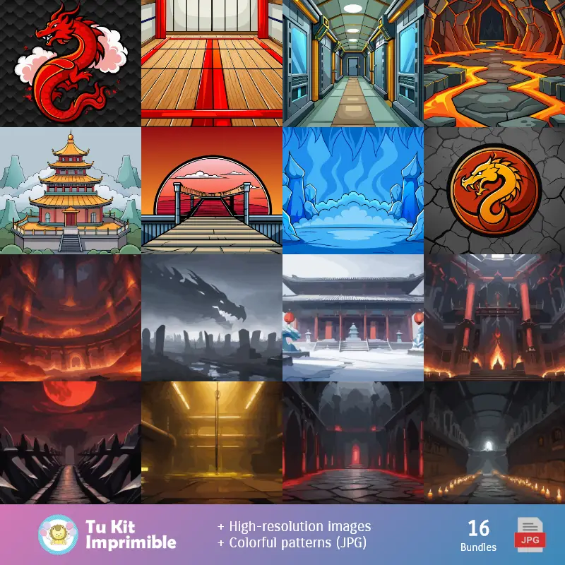 Fondos | Patrones y Texturas Mortal Kombat - Kits de Scrapbook y Fiestas