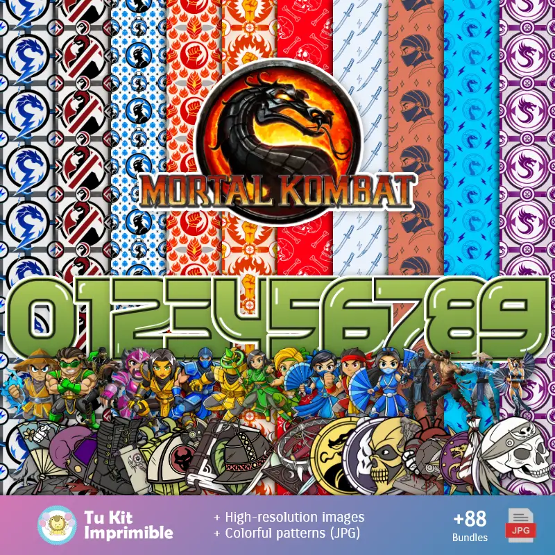Patrones y Texturas Mortal Kombat - Kits de Scrapbook y Fiestas