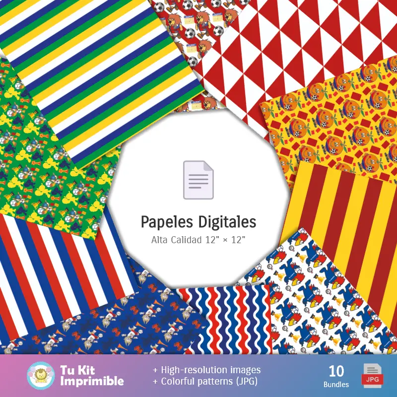 Collages | Patrones y Texturas Mundial de fútbol - Kits de Scrapbook y Fiestas