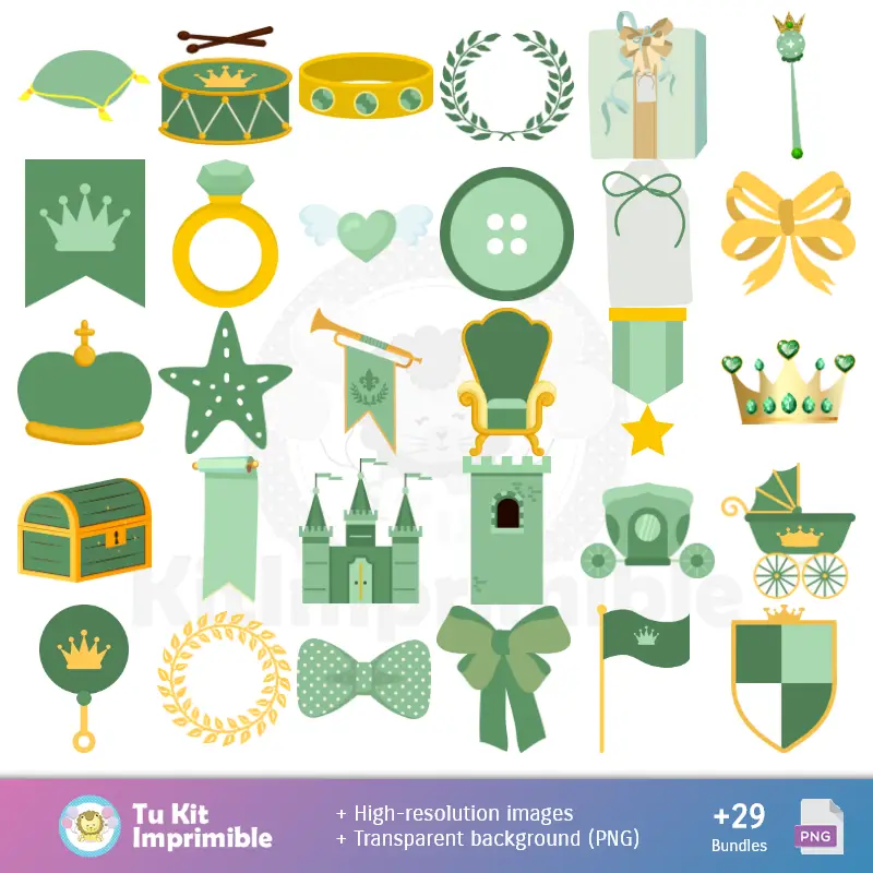 Accesorios | Patrones y Texturas Osito Príncipe Verde - Kits de Scrapbook y Fiestas