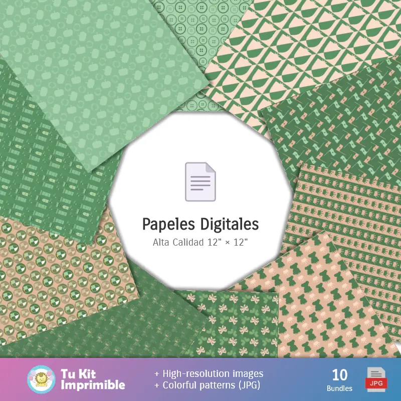 Patrones y Texturas Osito Príncipe Verde - Kits de Scrapbook y Fiestas