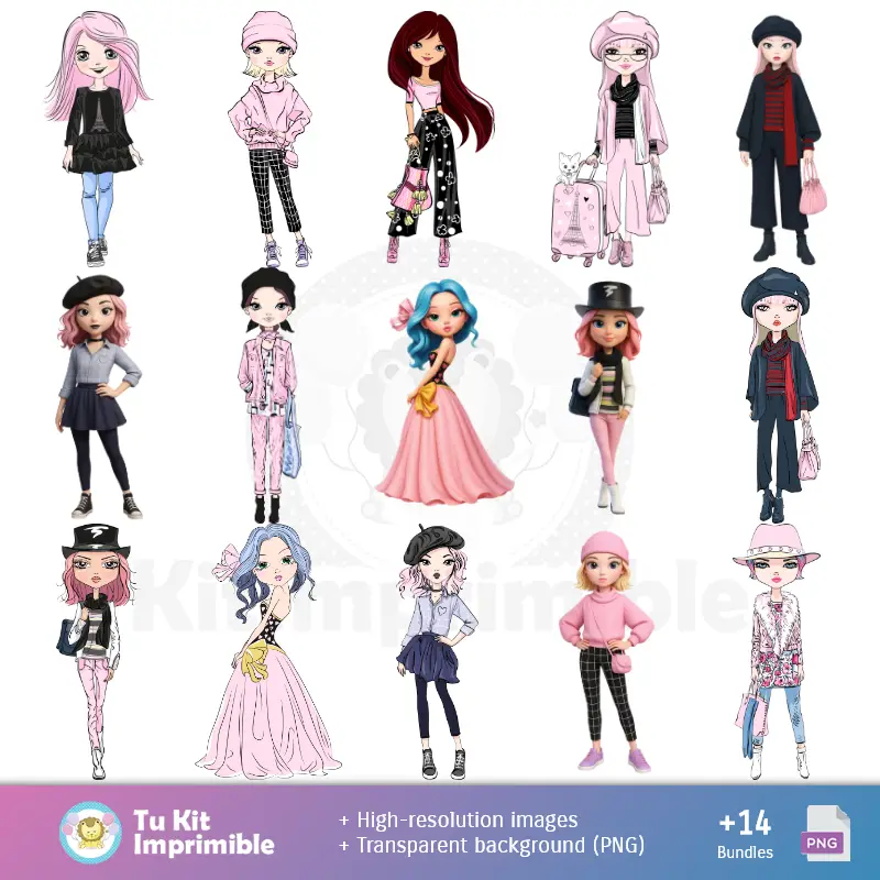 Personajes | Patrones y Texturas París - Kits de Scrapbook y Fiestas