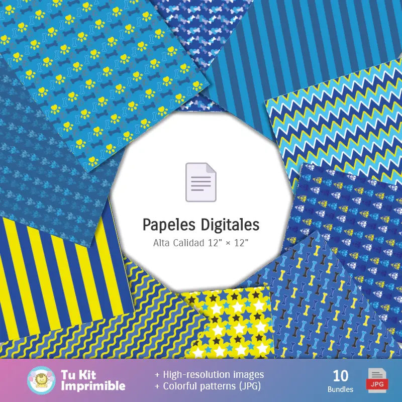 Collages | Patrones y Texturas Paw Patrol Patrulla Canina - Kits de Scrapbook y Fiestas