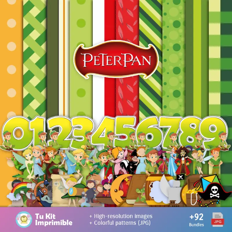 Patrones y Texturas Peter Pan - Kits de Scrapbook y Fiestas