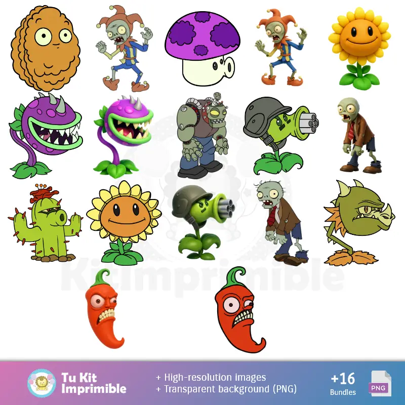 Personajes | Patrones y Texturas Plantas vs Zombies - Kits de Scrapbook y Fiestas