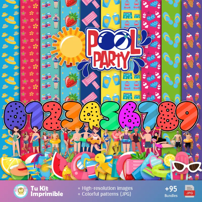 Patrones y Texturas Pool Party - Kits de Scrapbook y Fiestas