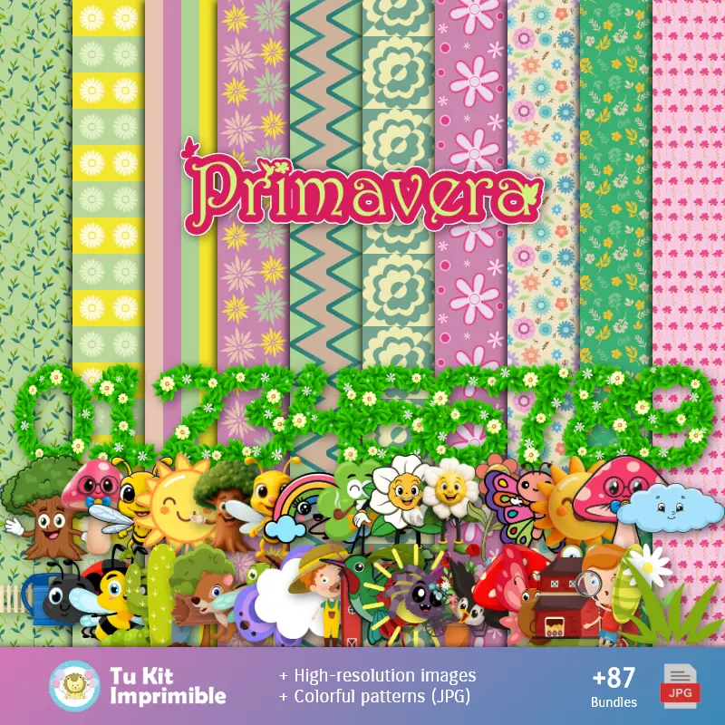 Patrones y Texturas Primavera - Kits de Scrapbook y Fiestas