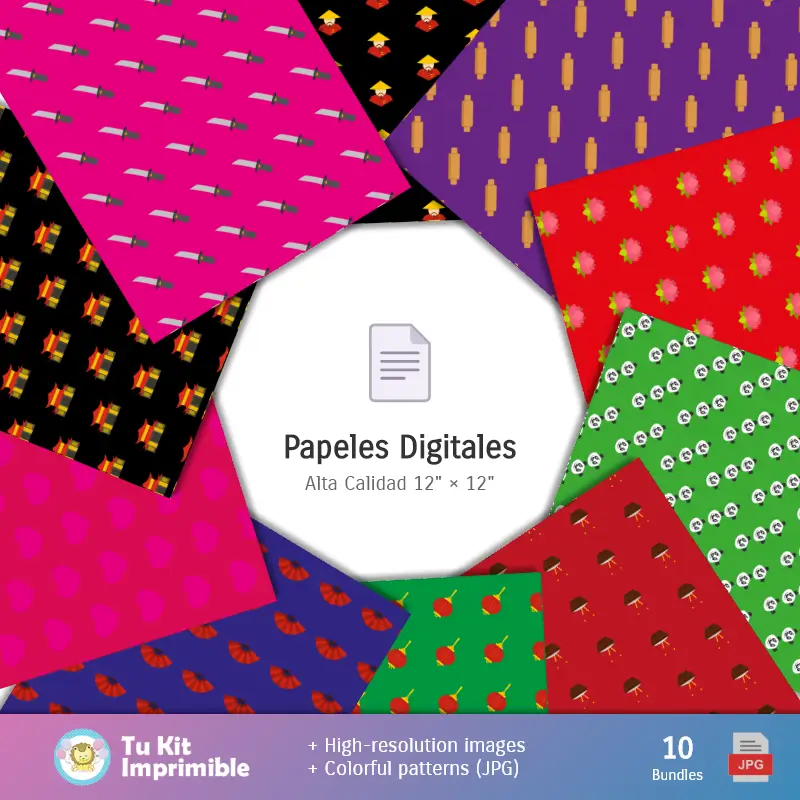 Collages | Patrones y Texturas Pucca - Kits de Scrapbook y Fiestas