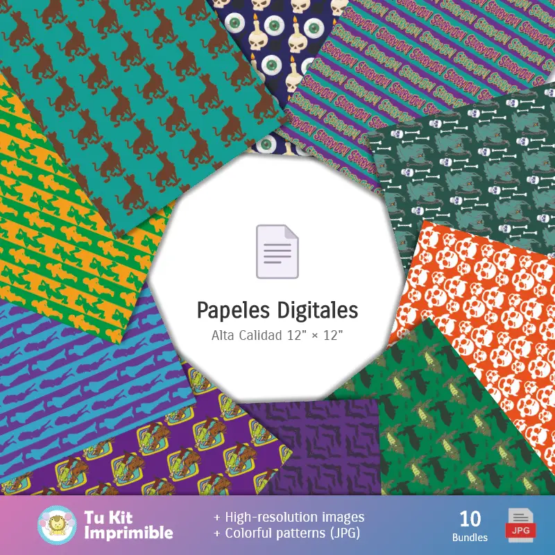 Collages | Patrones y Texturas Scooby-Doo - Kits de Scrapbook y Fiestas