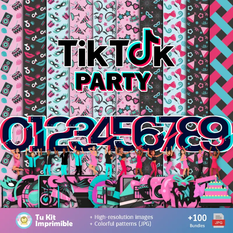 Patrones y Texturas TikTok Party - Kits de Scrapbook y Fiestas