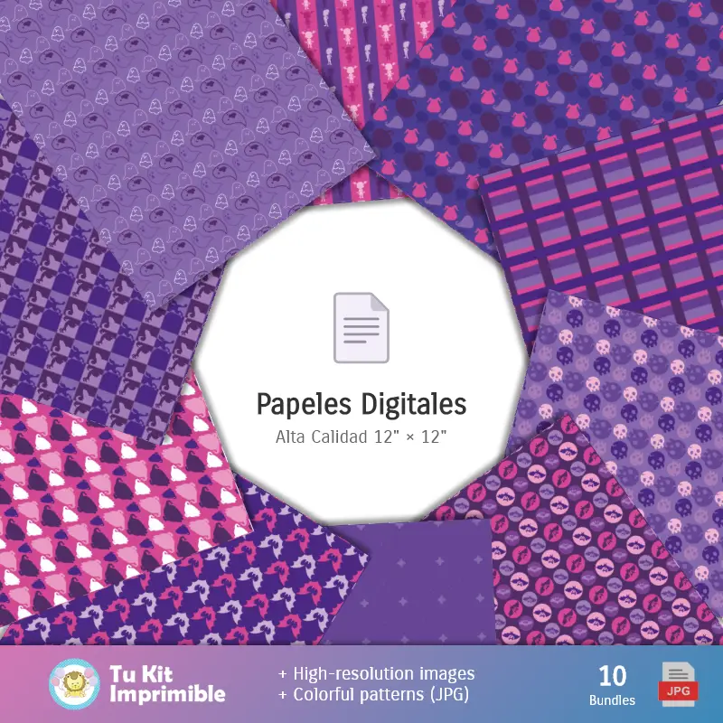 Collages | Patrones y Texturas Vampirina - Kits de Scrapbook y Fiestas