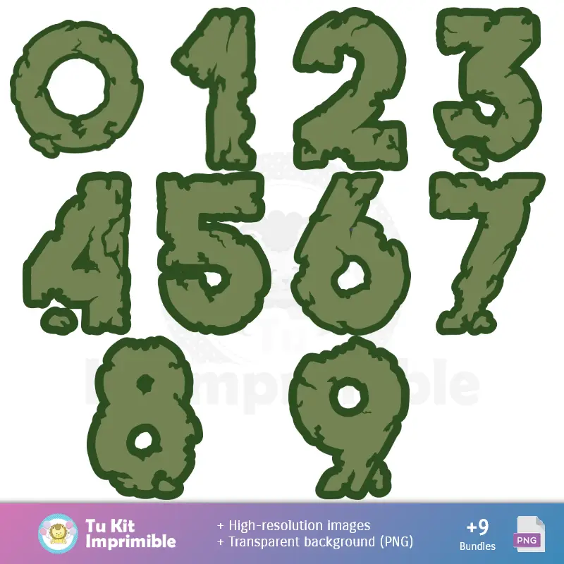 Números Temáticos | Patrones y Texturas Zombies - Kits de Scrapbook y Fiestas