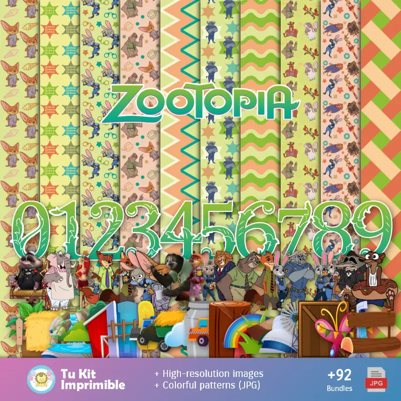 Patrones y Texturas Zootopia - Kits de Scrapbook y Fiestas