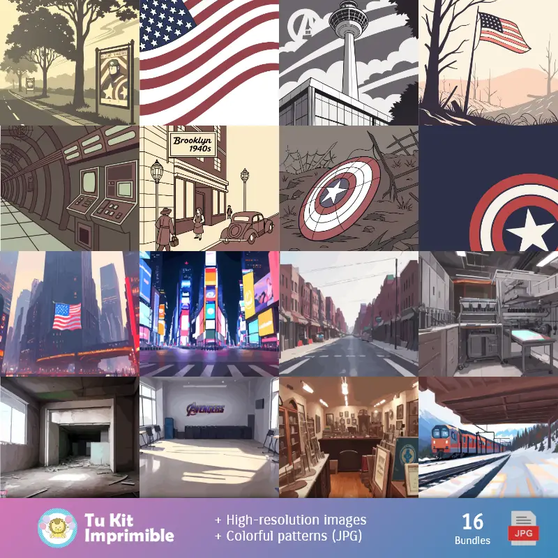 Fondos | Padrões e Texturas Capitão América - Kits de Scrapbook e Festas