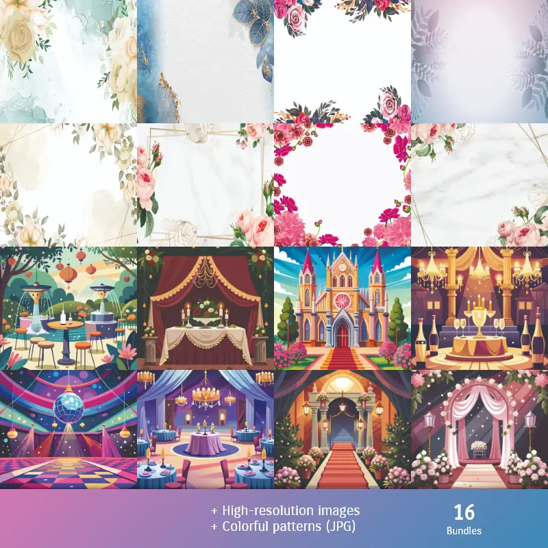 Fondos | Свадебные текстуры: Scrapbook и Party Kits