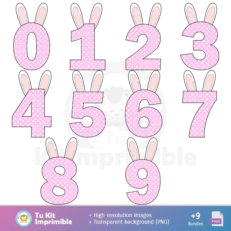 Números Temáticos | Patterns de lapin de Pâques et textures - Scrapbook et kits de fête