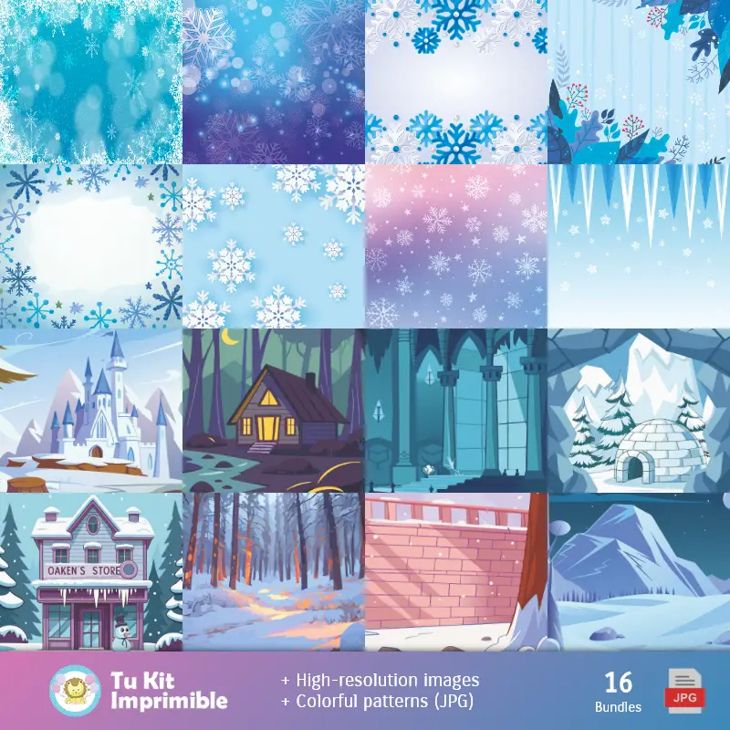 Accesorios | Patterns et textures congelés - Scrapbook et kits de fête