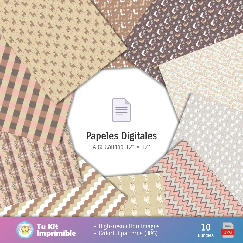 Collages | Patterns et textures d'alpaga - Scrapbook et kits pour fêtes