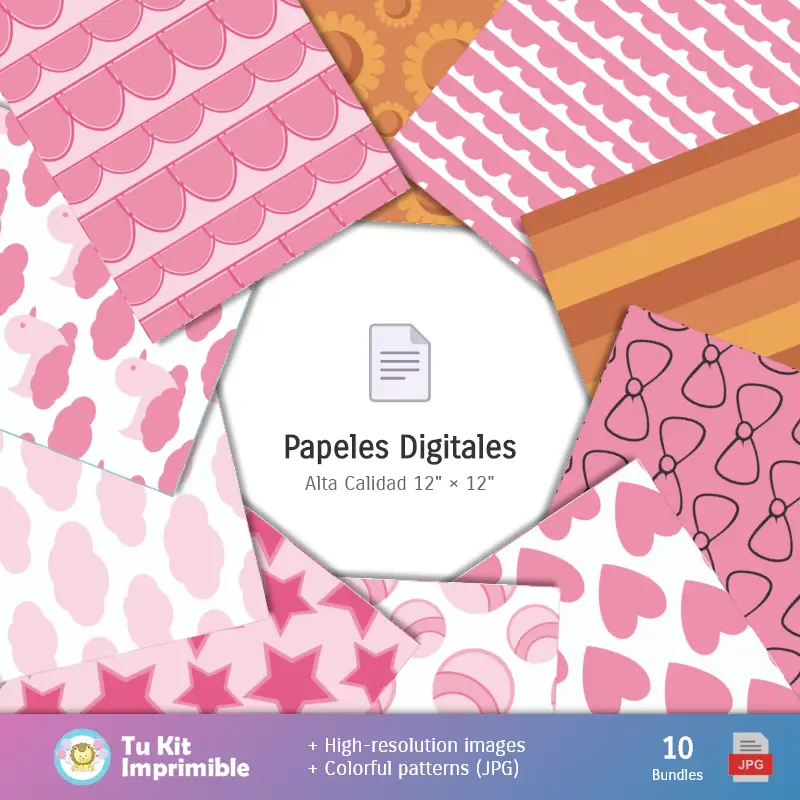 Números Temáticos | Patterns et textures de douche bébé - Scrapbook et kits de fête