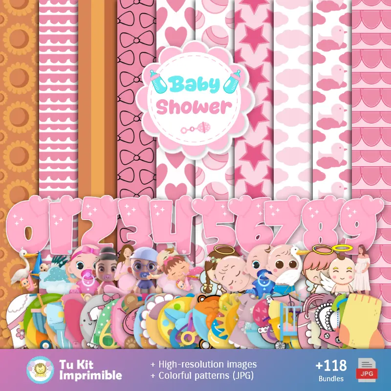 Patterns et textures de douche bébé - Scrapbook et kits de fête