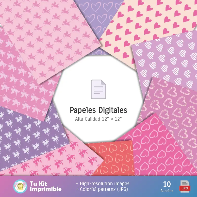 Collages | Patterns et textures de la Saint Valentin - Scrapbook et kits de fête