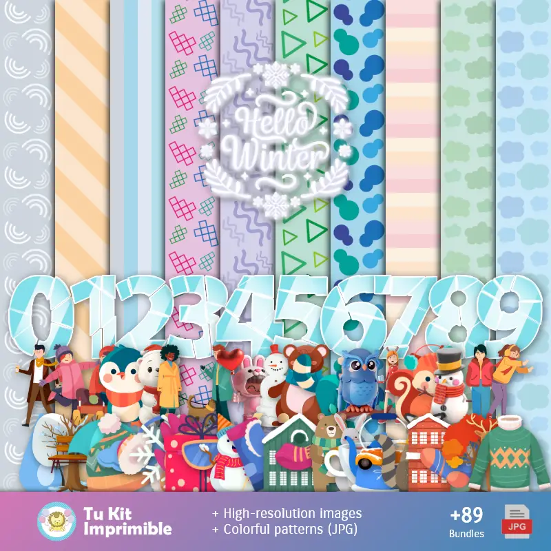 Patterns et textures d'hiver - Scrapbook et kits de fête