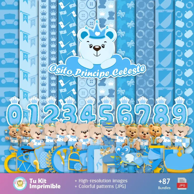 Patterns et textures d'ours Prince Céleste - Scrapbook et kits de fête